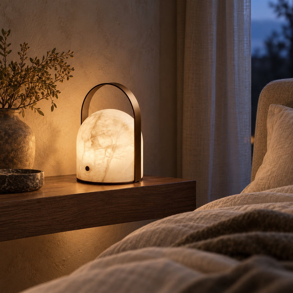 Aurelle Natural Alabaster Portable Table Lamp