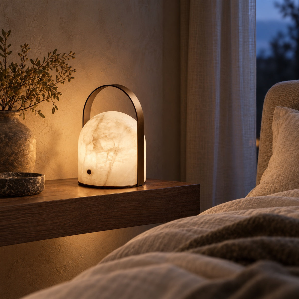 Aurelle Natural Alabaster Portable Table Lamp