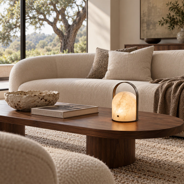 Aurelle Natural Alabaster Portable Table Lamp