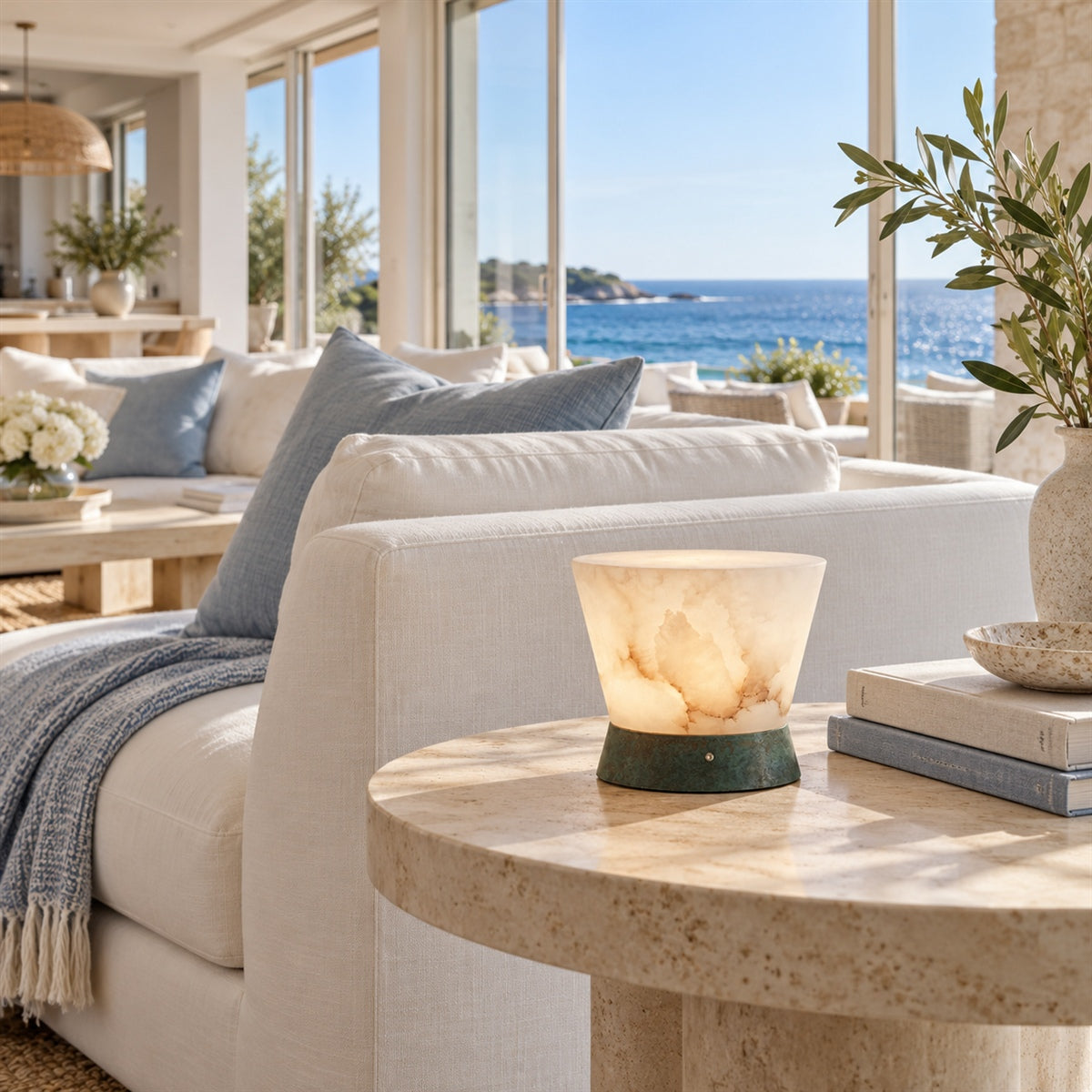 Mist Ridge Natural Alabaster Table Lamp