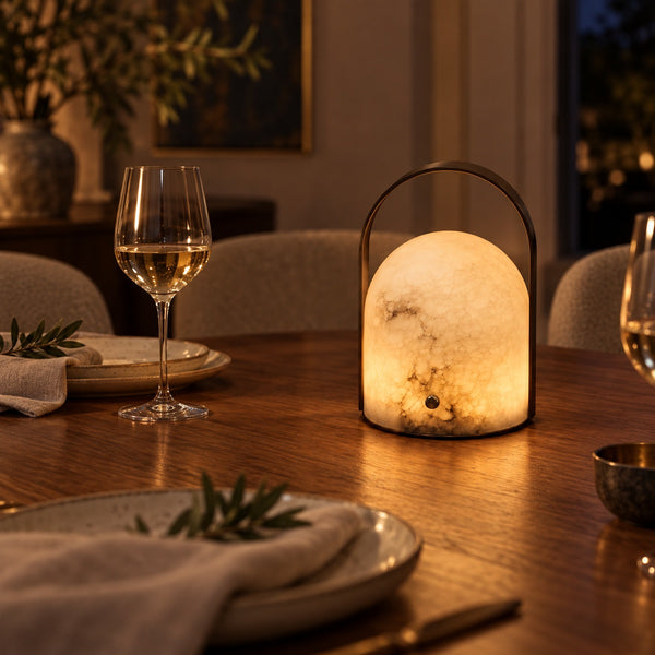 Aurelle Natural Alabaster Portable Table Lamp