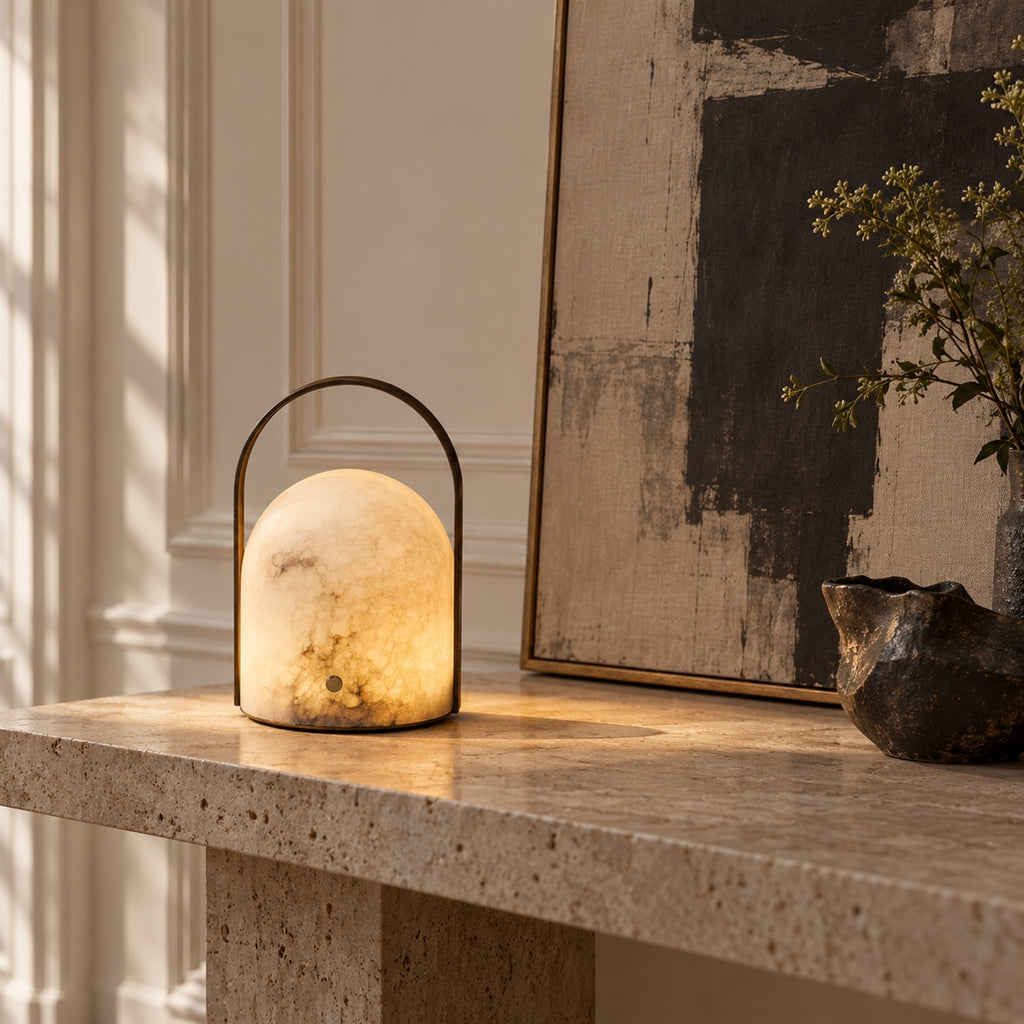 Aurelle Natural Alabaster Portable Table Lamp