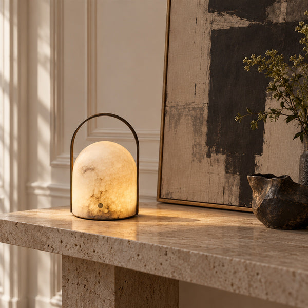 Aurelle Natural Alabaster Portable Table Lamp