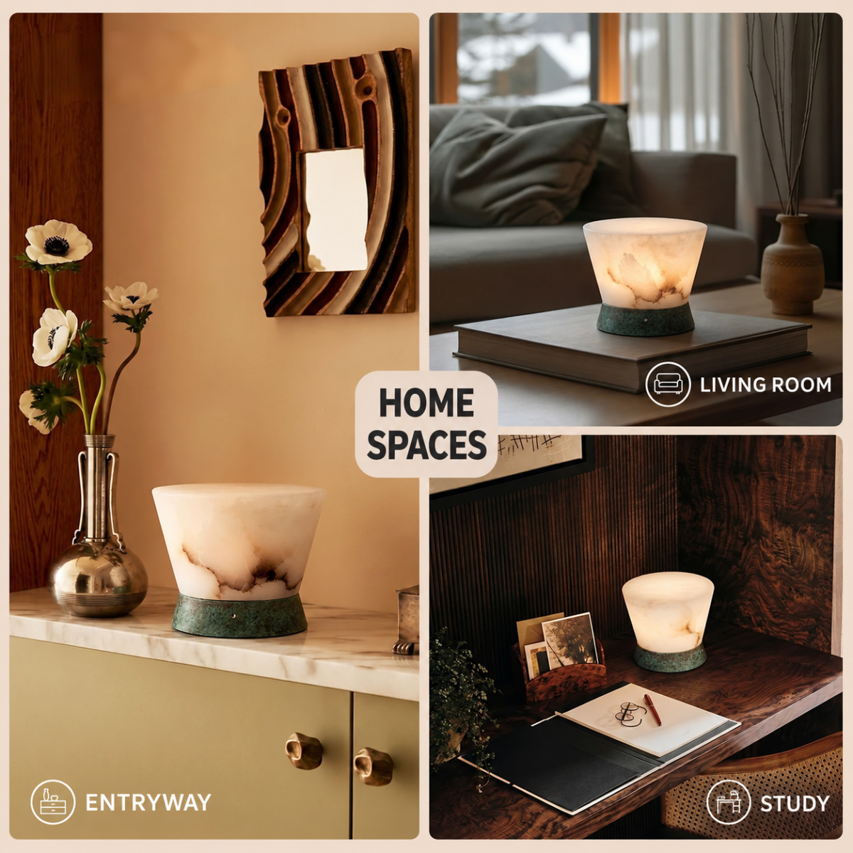 Mist Ridge Natural Alabaster Table Lamp