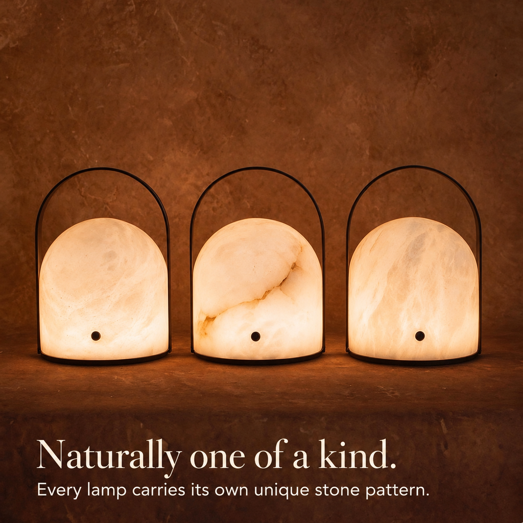 Aurelle Natural Alabaster Portable Table Lamp