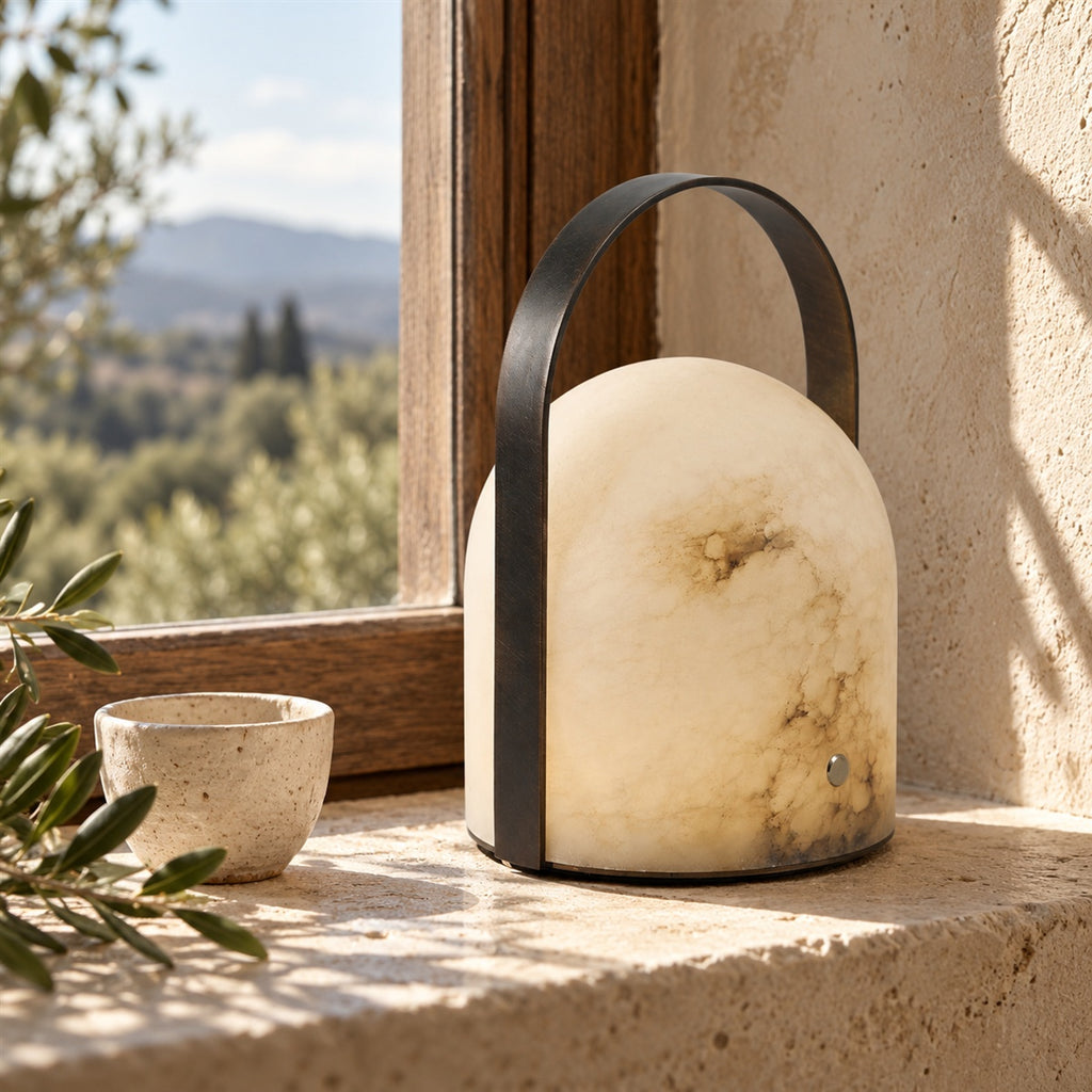 Aurelle Natural Alabaster Portable Table Lamp