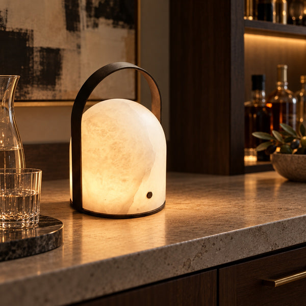 Aurelle Natural Alabaster Portable Table Lamp