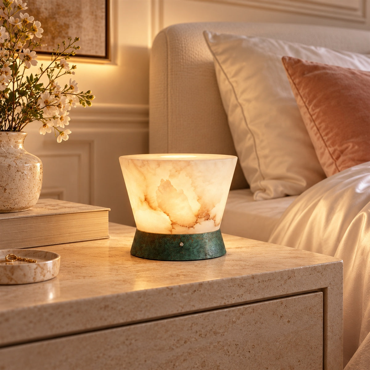 Mist Ridge Natural Alabaster Table Lamp