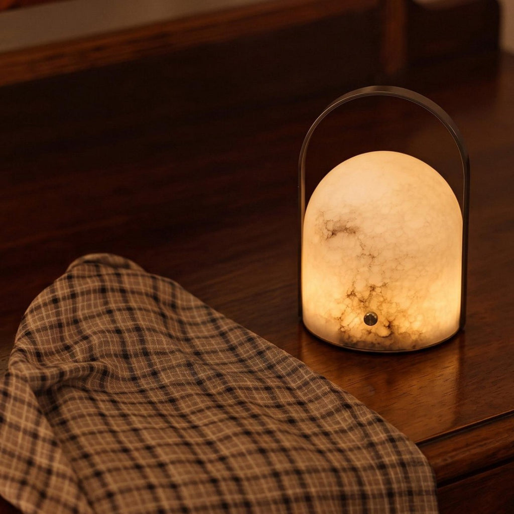 Aurelle Natural Alabaster Portable Table Lamp