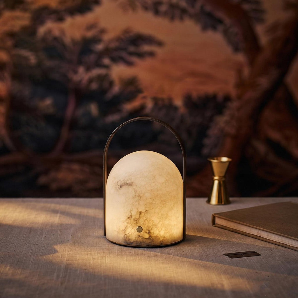 Aurelle Natural Alabaster Portable Table Lamp