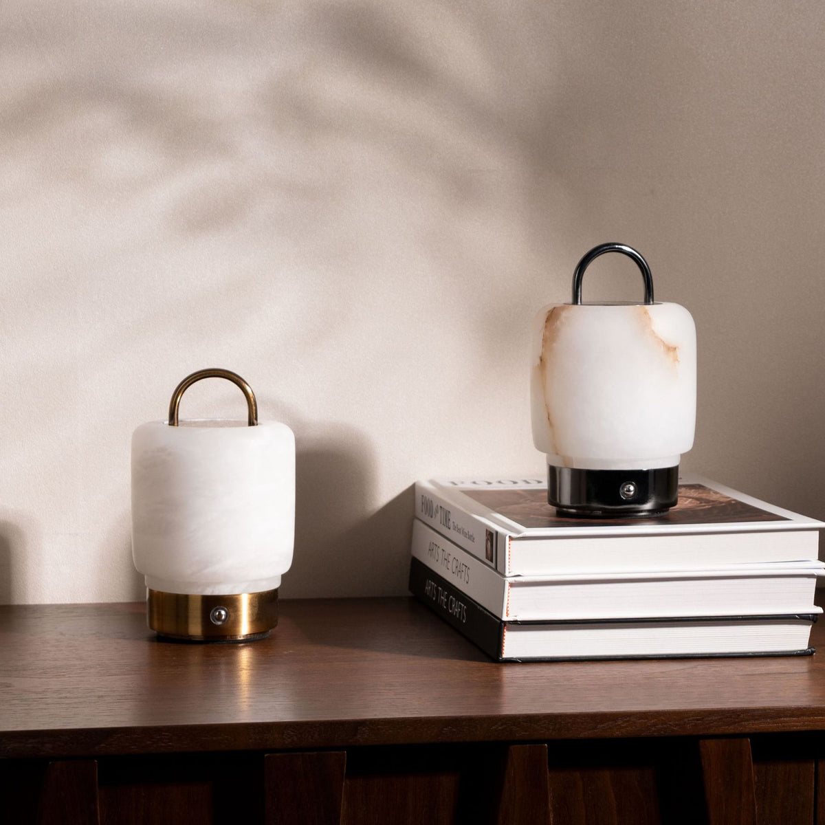 Natural Spanish alabaster texture and metal base detail