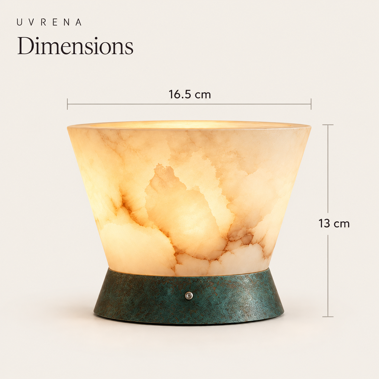 UVRENA natural cloud stone ambient lamp dimensions: 16.5 centimeters wide and 13 centimeters high