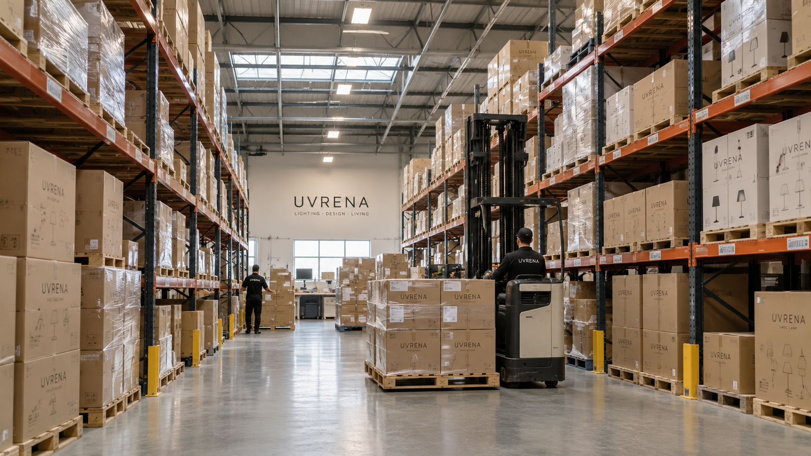 UVRENA warehouse with organized product storage