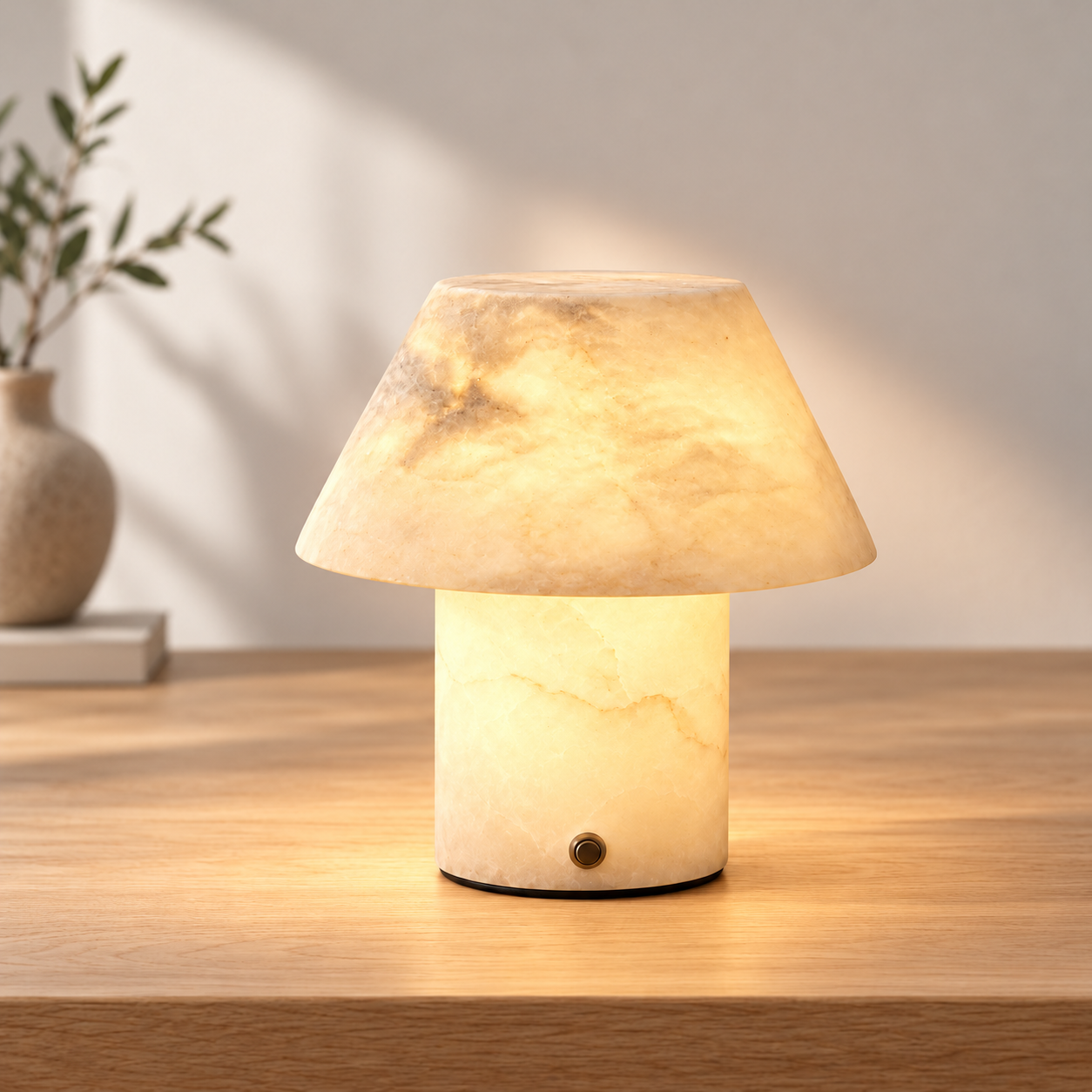UVRENA natural stone lamp switched on